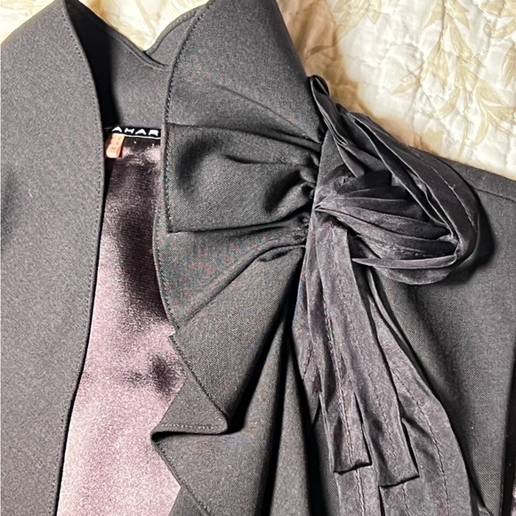 Elie Tahari Sleeveless Wool Dress Blazer Asymmetrical Ruffle Neckline size 2 - Picture 4 of 11